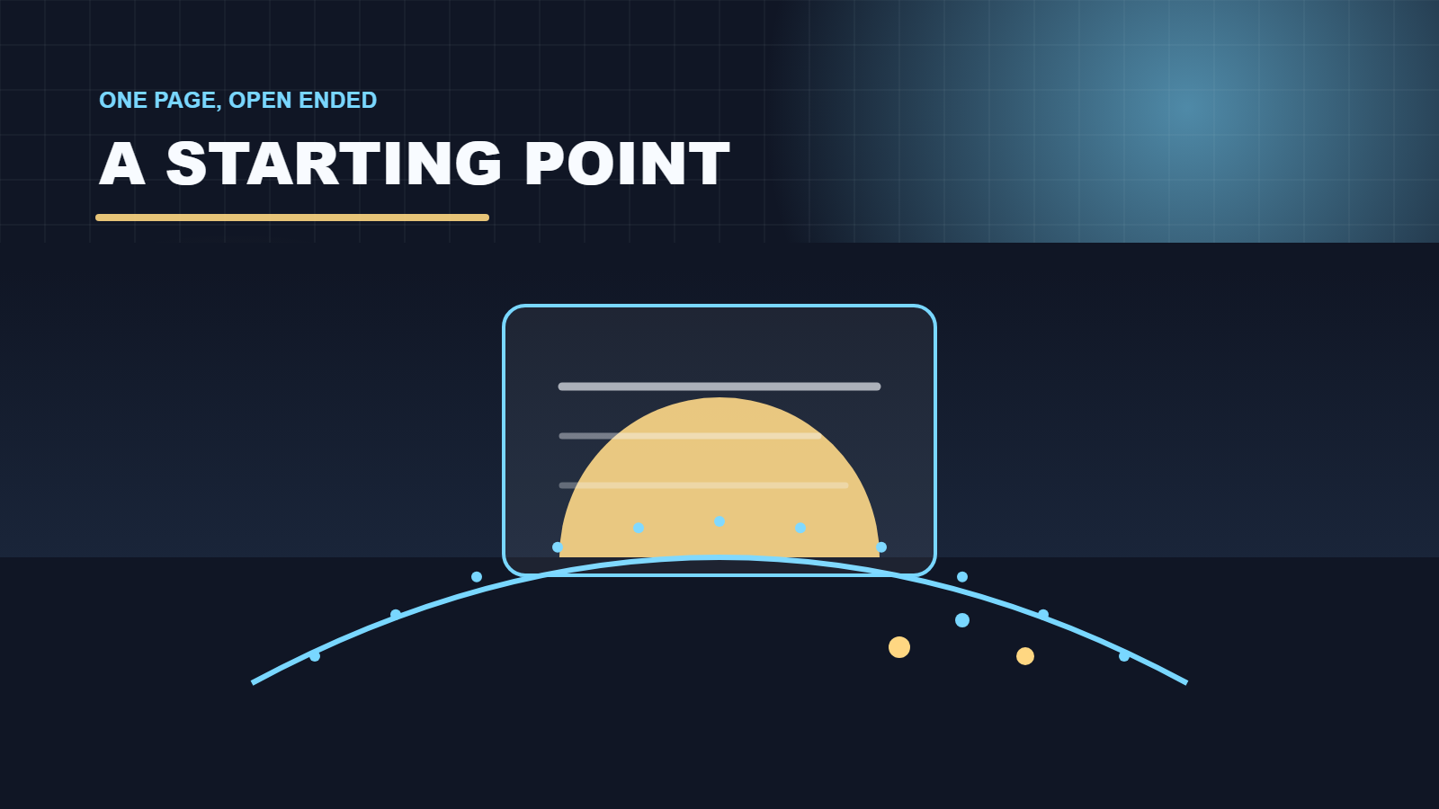 An open page above a sunrise and curved path, representing the blog’s starting point.